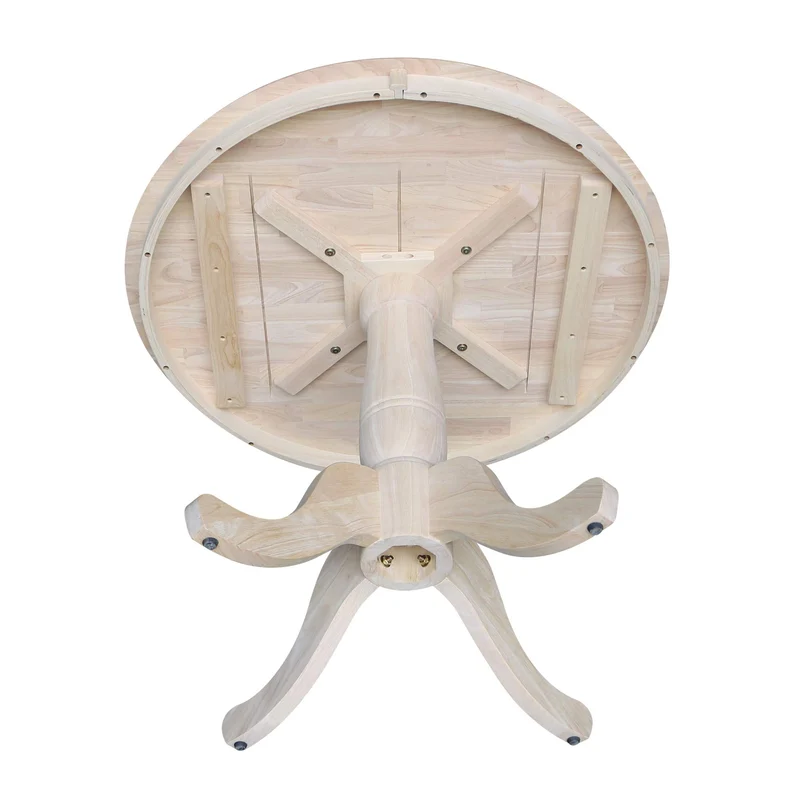 International Concepts IC Table de Salle à Manger Ronde en Bois véritable Massif, Bois de parawood Robuste, 91,4 cm, Brut