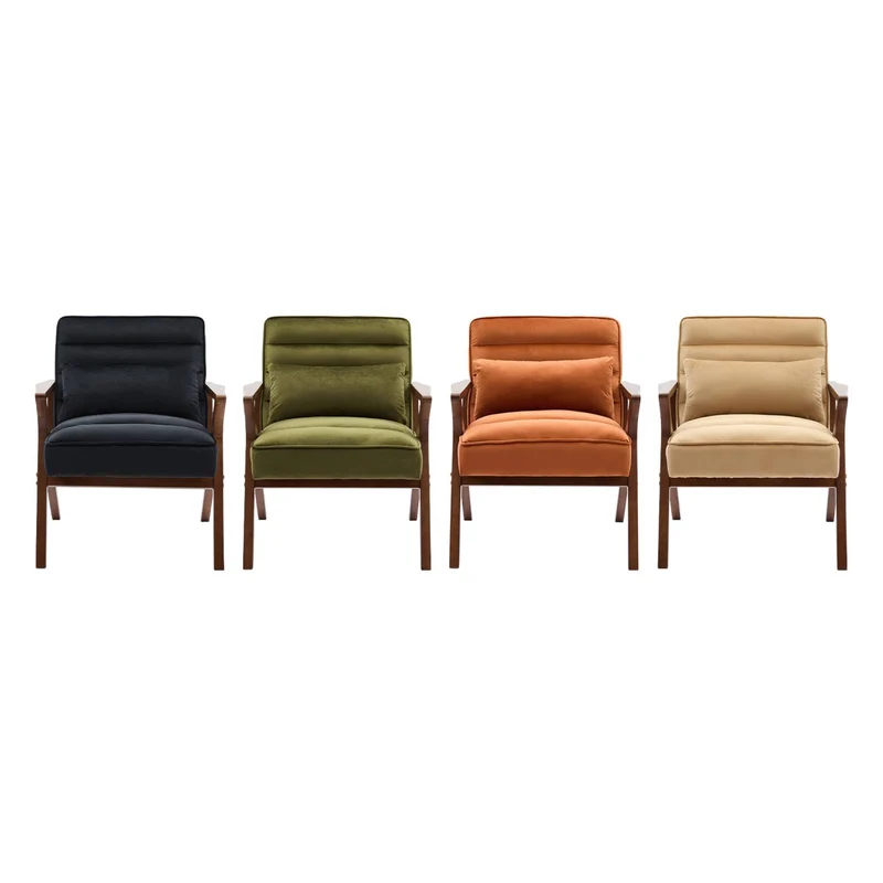 sweeek - Fauteuil scandinave Bois d'hévéa et Velours Noir