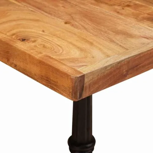 Ziaphsol Table de bistrot marron 50 x 50 x 76 cm en bois d'acacia massif avec pied en fonte, carrée, rustique, pour salle à manger et cuisine