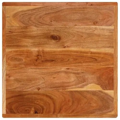 Ziaphsol Table de bistrot marron 50 x 50 x 76 cm en bois d'acacia massif avec pied en fonte, carrée, rustique, pour salle à manger et cuisine