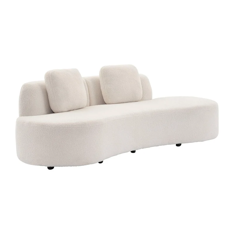 sweeek - Canapé Virgule 3 Places en Tissu Bouclette Forme Organique - Wave L 232 x P 97 x H 68cm