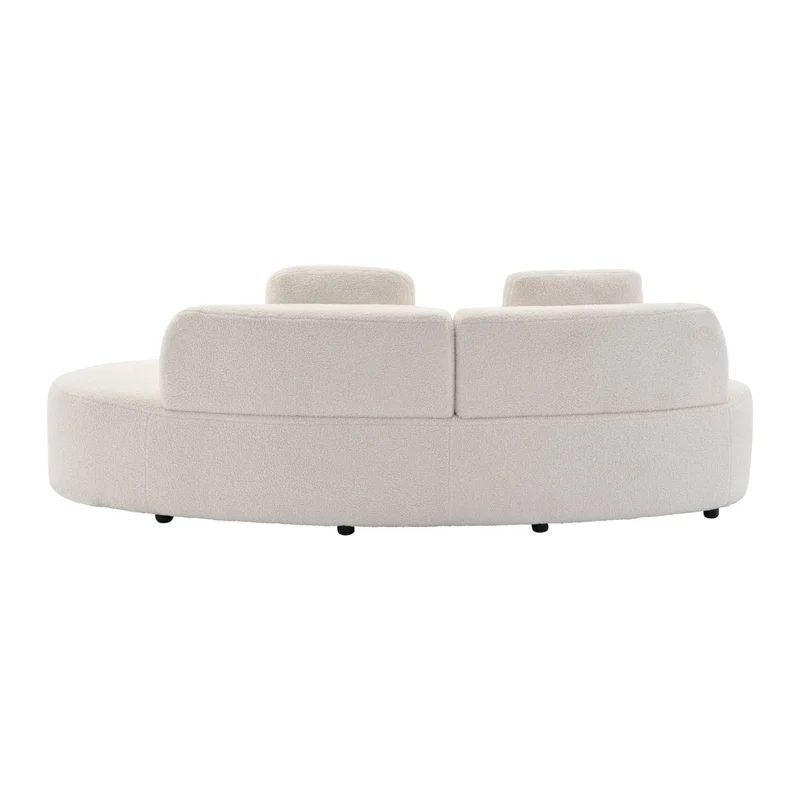 sweeek - Canapé Virgule 3 Places en Tissu Bouclette Forme Organique - Wave L 232 x P 97 x H 68cm