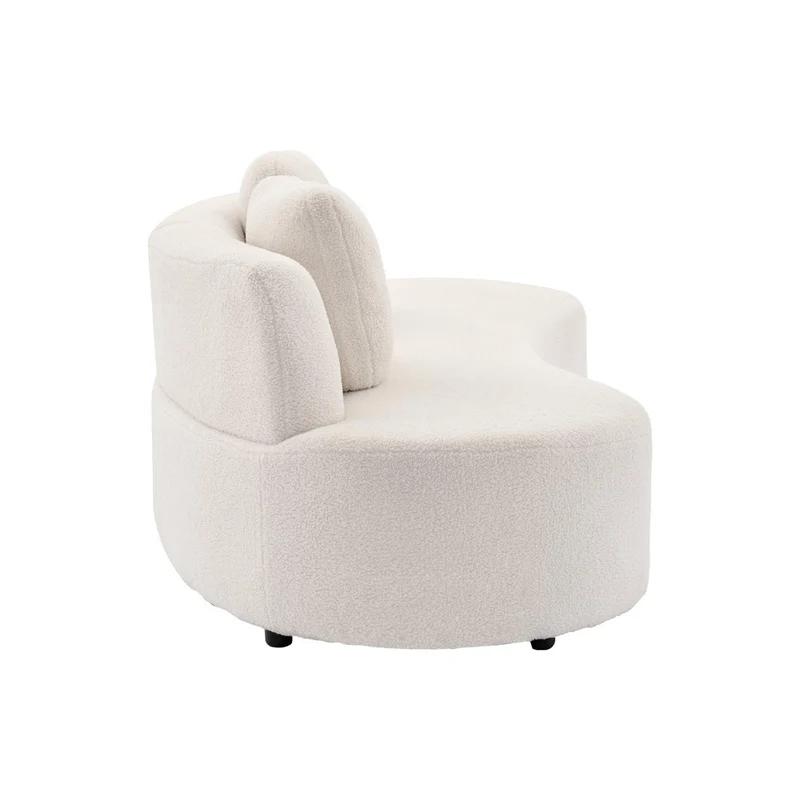 sweeek - Canapé Virgule 3 Places en Tissu Bouclette Forme Organique - Wave L 232 x P 97 x H 68cm