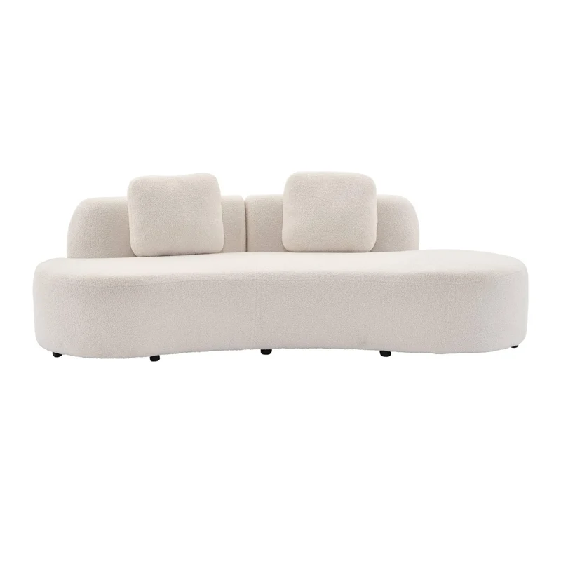 sweeek - Canapé Virgule 3 Places en Tissu Bouclette Forme Organique - Wave L 232 x P 97 x H 68cm