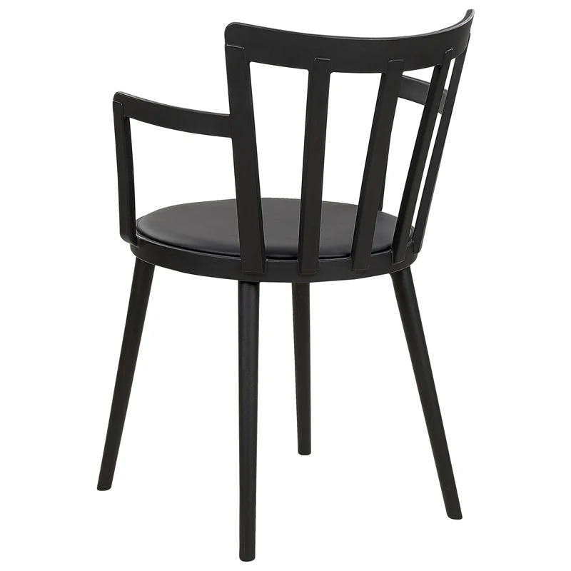 Beliani Chaises de Salle à Manger en Matière Synthétique et Cuir PU Noires Lot de 4 Morill
