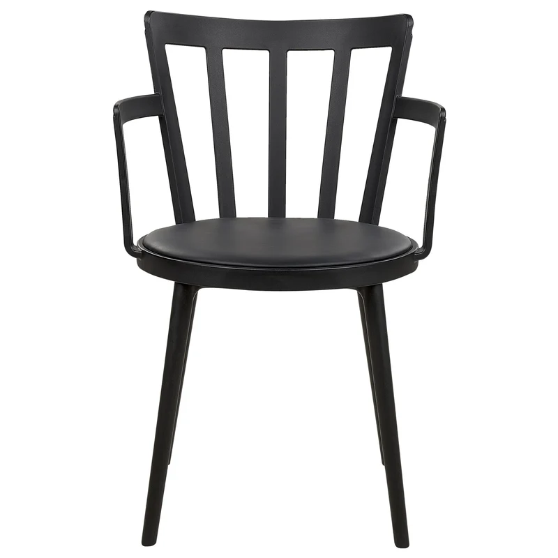 Beliani Chaises de Salle à Manger en Matière Synthétique et Cuir PU Noires Lot de 4 Morill