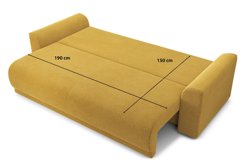 BAÏTA Canapé Droit Convertible Nova 3 Places en Velours côtelé Jaune