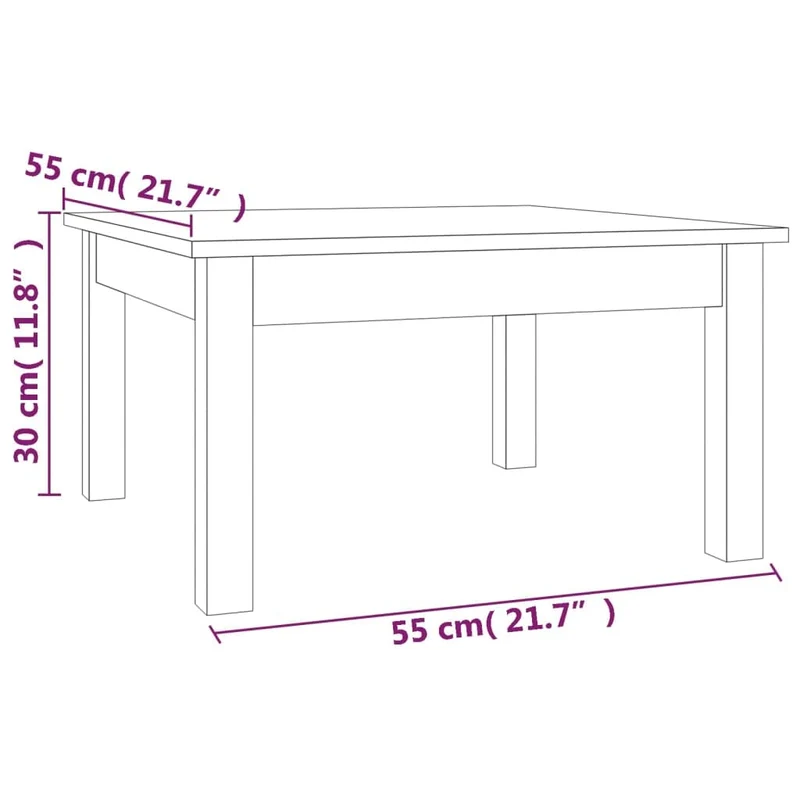 vidaXL Table Basse Table d'Appoint Bout de Canapé Table de Salon Meuble de Salon Salle de Séjour Intérieur Noir 55x55x30 cm Bois Massif de Pin