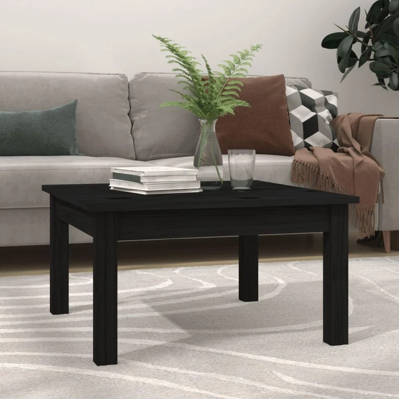 vidaXL Table Basse Table d'Appoint Bout de Canapé Table de Salon Meuble de Salon Salle de Séjour Intérieur Noir 55x55x30 cm Bois Massif de Pin