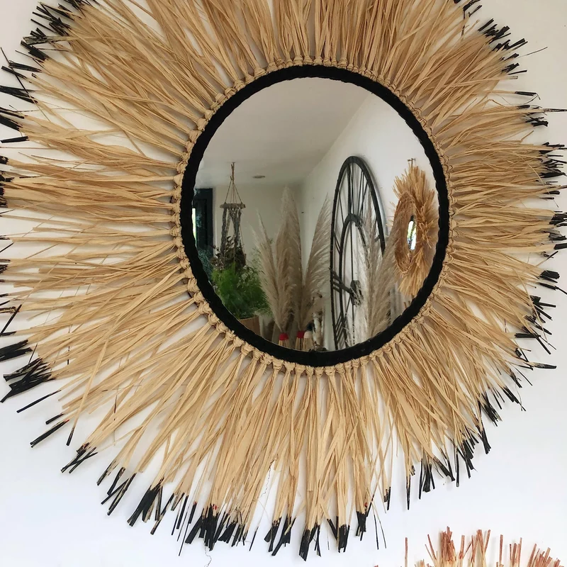 swanell Grand Miroir Raphia Le Soleil Noir