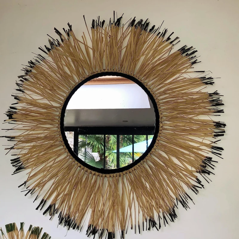 swanell Grand Miroir Raphia Le Soleil Noir