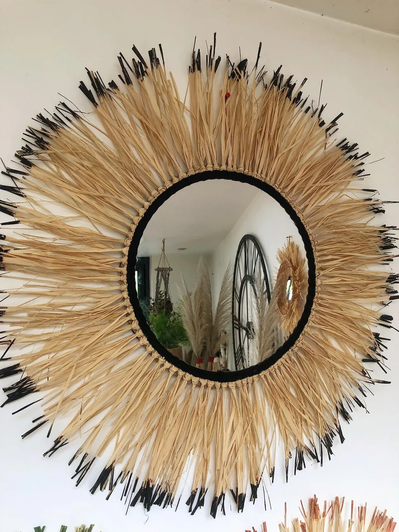 swanell Grand Miroir Raphia Le Soleil Noir