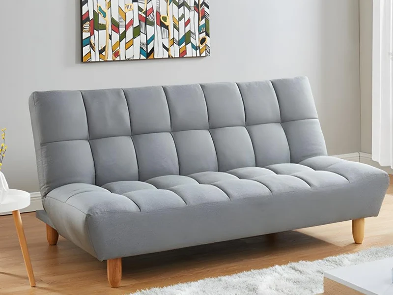 Vente-unique - Canapé 3 Places Convertible clic clac en Tissu Gris Esteban