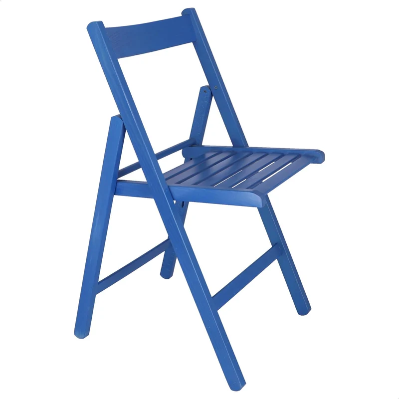 Mueblear 19015 Chaise Pliante Bas Bois Bleu 43 x 46 x 79 cm