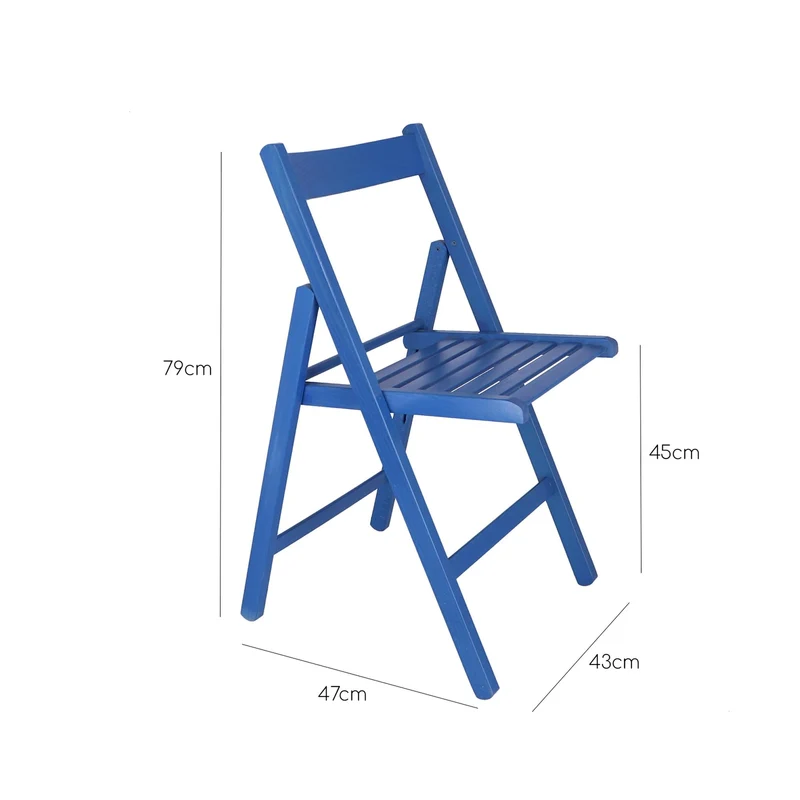 Mueblear 19015 Chaise Pliante Bas Bois Bleu 43 x 46 x 79 cm