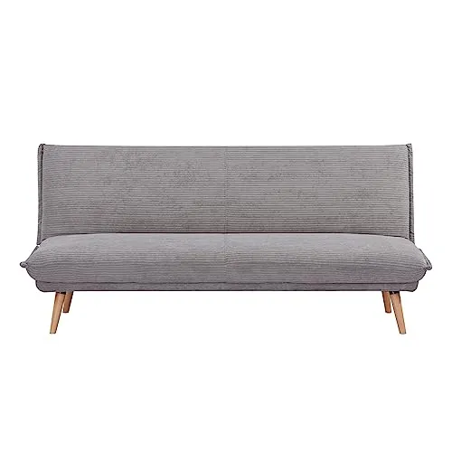 EVERGREENWEB - Canapé convertible en matelas Clic Clac | Canapé Lit 3 places Style Scandinave Design moderne | Canapé rembourré avec pieds escamotables et pieds en bois | Click Velvet Gris