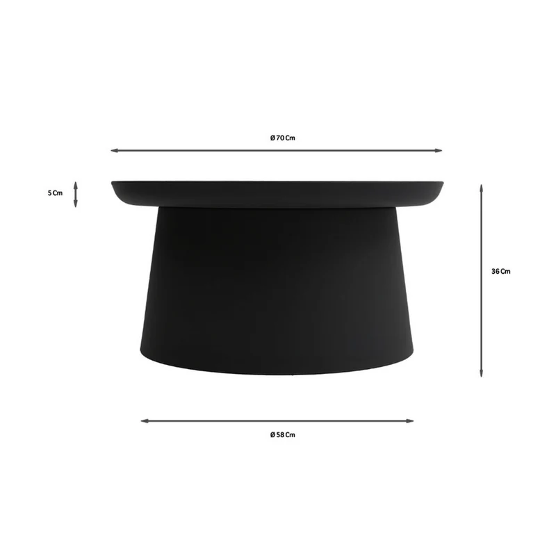 KONTE.DESIGN Table Basse Ibiza en polypropylène Noir 70 x 36 cm