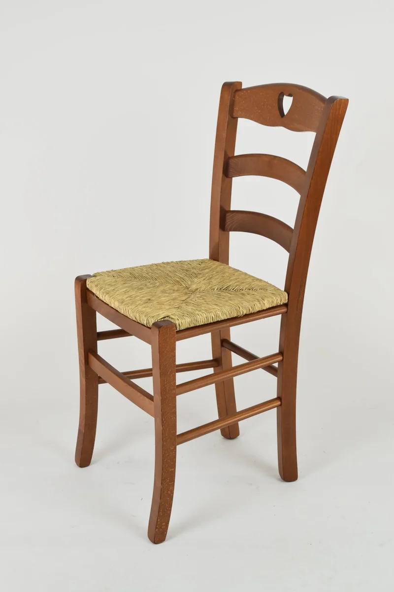 t m c s Tommychairs - Set 4 chaises Cuore pour Cuisine, Bar et Salle à Manger, Robuste Structure en Bois de hêtre peindré en Couleur Noyer Clair et Assise en Paille