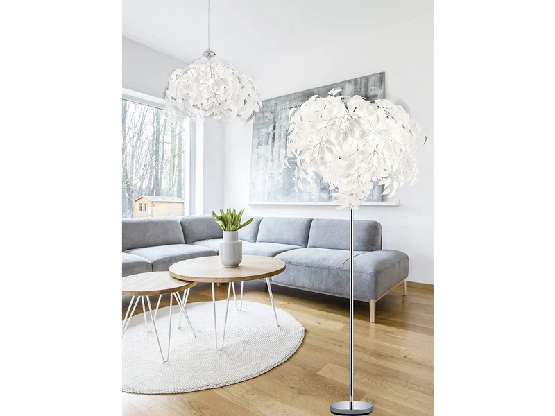 Suspension originale avec abat-jour en forme de feuilles, blanc, Ø 38 cm