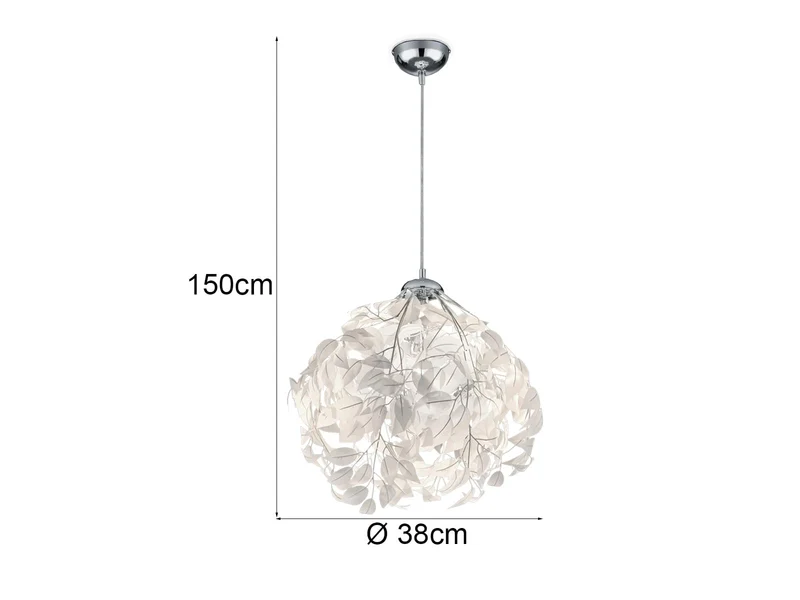 Suspension originale avec abat-jour en forme de feuilles, blanc, Ø 38 cm