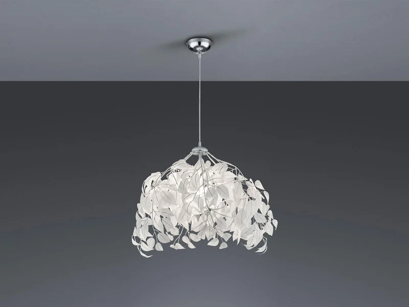 Suspension originale avec abat-jour en forme de feuilles, blanc, Ø 38 cm