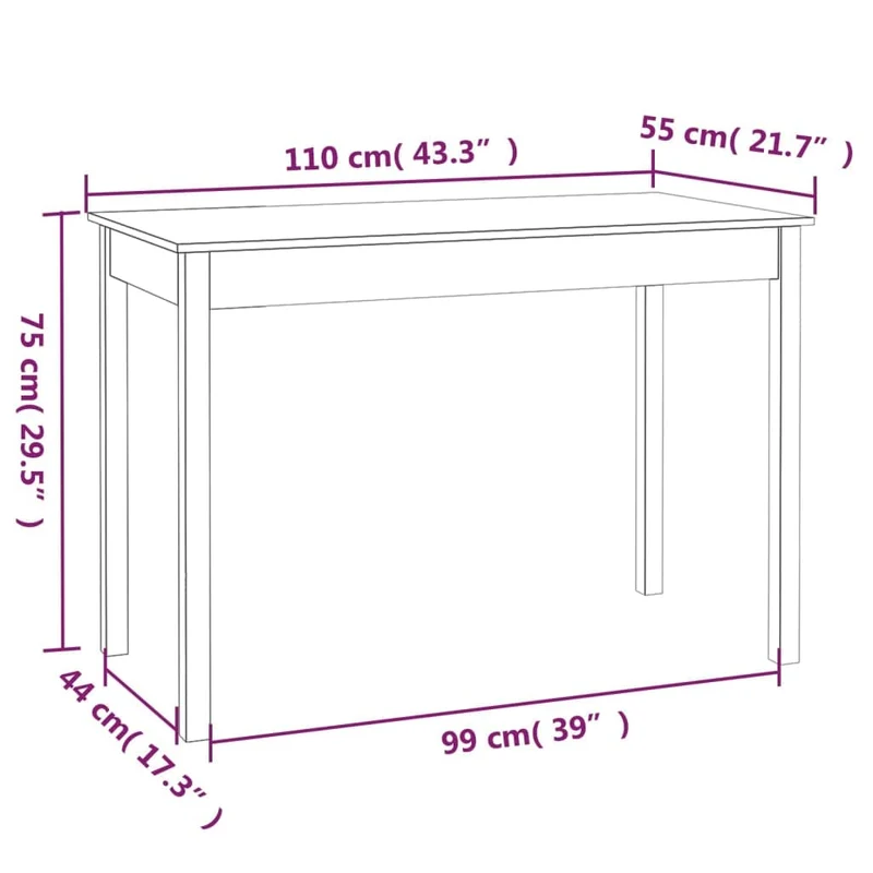 vidaXL Table à Manger Table de Comptoir Cuisine Table de Salle à Manger Meuble de Restaurant Intérieur Blanc 110x55x75 cm Bois Massif de Pin