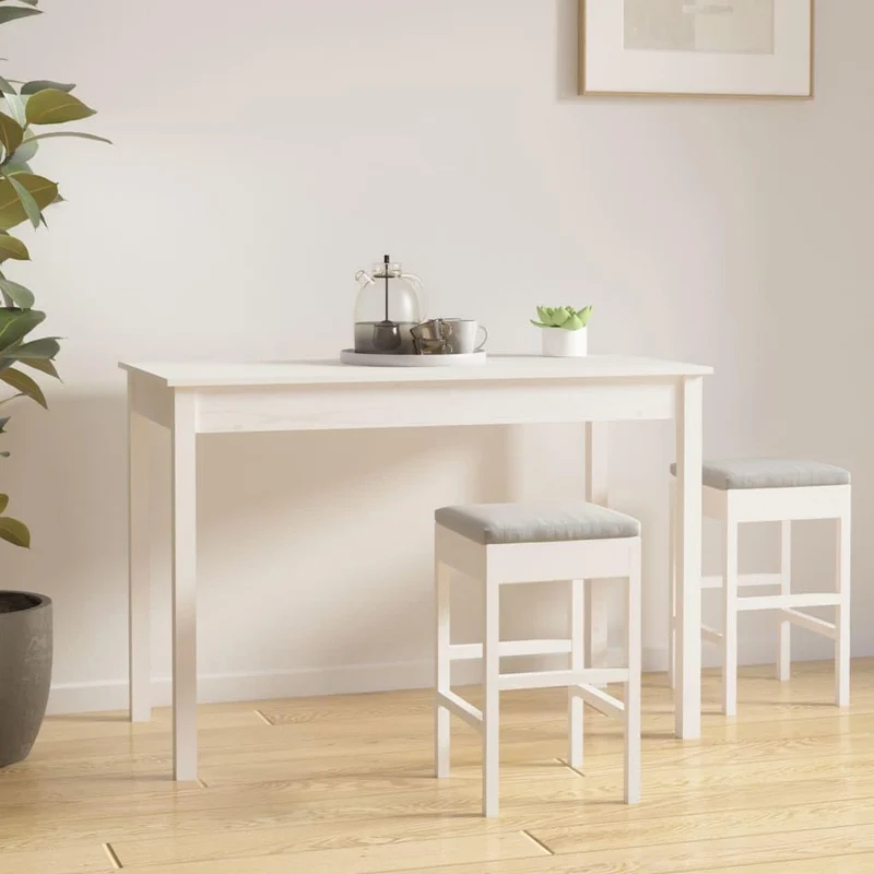 vidaXL Table à Manger Table de Comptoir Cuisine Table de Salle à Manger Meuble de Restaurant Intérieur Blanc 110x55x75 cm Bois Massif de Pin