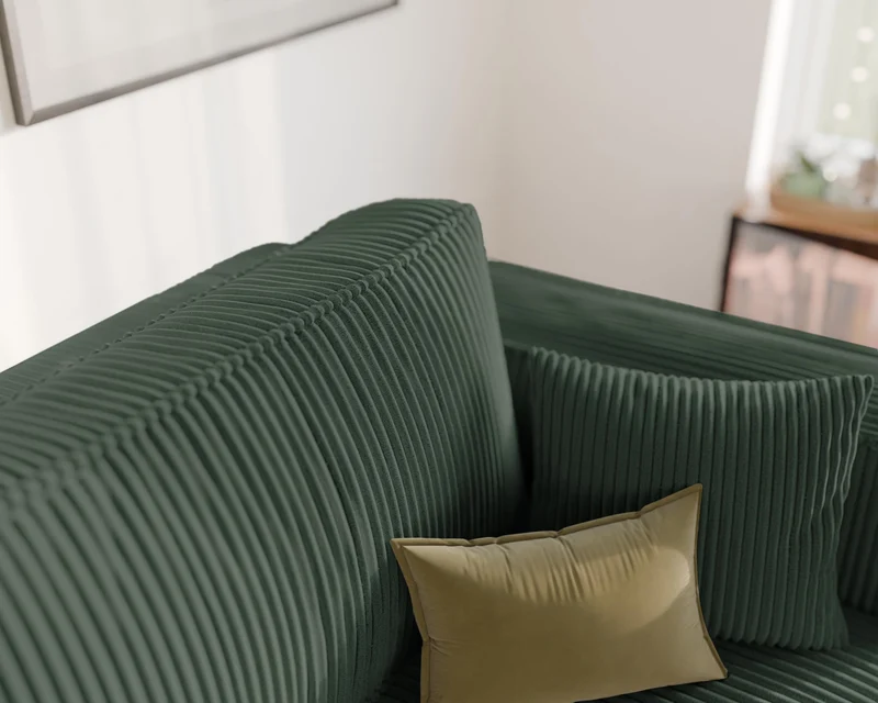 GREKPOL Sofa 240x105 cm - Canapé 3 Places Velours Côtelé - Vert Canapé Convertible 3 Places avec Dossier rembourré