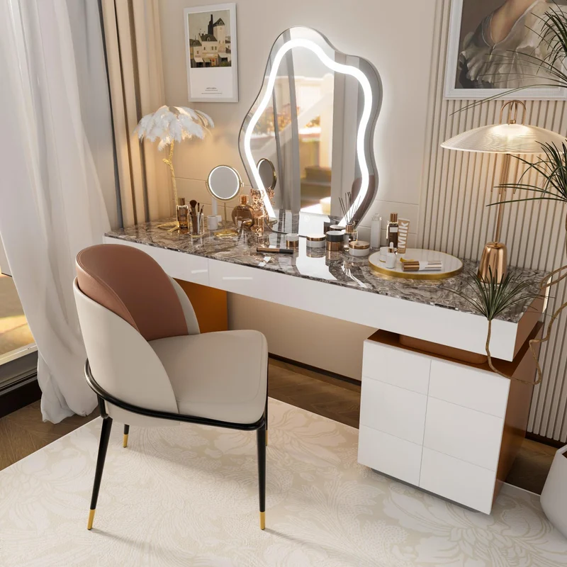 FATIVO Lot de 2 Chaises Salle à Manger: Chaise Beige et Marron de Cuisine en Cuir Confortable Chaise Design Salon avec Pieds en Métal Rembourrée pour Restaurant - 50x52x80.5cm