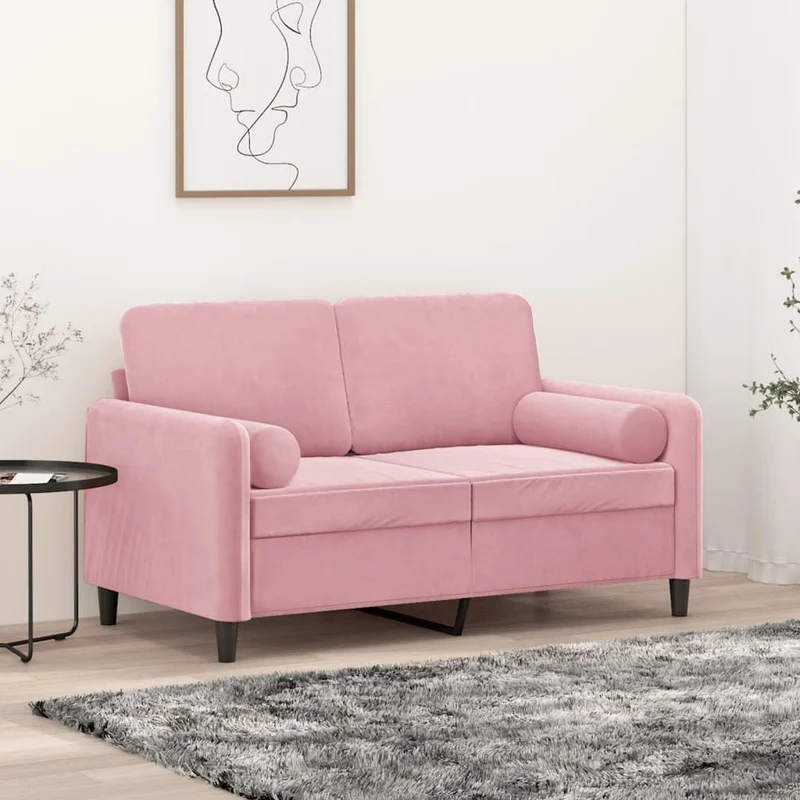 Woonisher Canapé 2 Places avec oreillers décoratifs Rose 120 cm Velours canapé-lit Double Convertible
