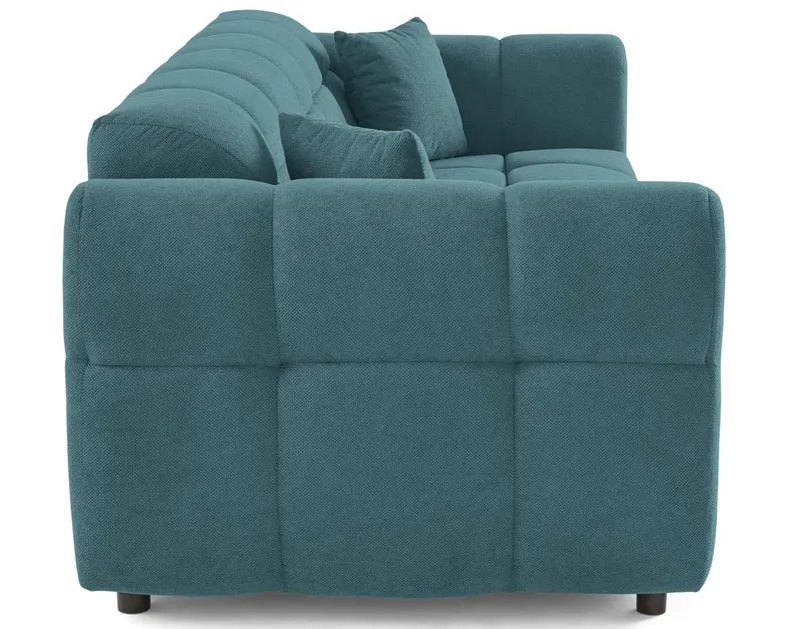 Lisa Design - Ray - canapé Droit 3 Places en Tissu texturé, Bleu grisé