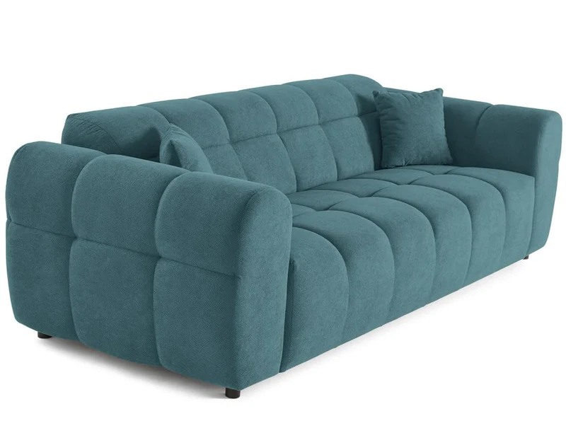 Lisa Design - Ray - canapé Droit 3 Places en Tissu texturé, Bleu grisé
