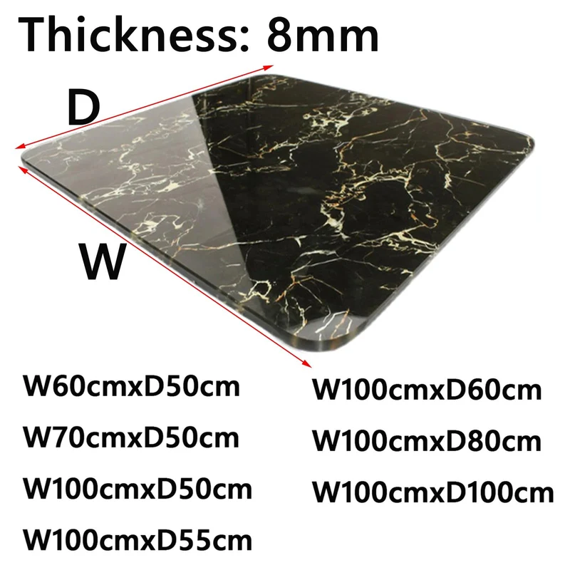Hoiweqr Plateau De Table en Verre Marbré Trempé Rectangulaire, Plateau De Table en Verre Trempé De 8 Mm Fabriqué sur Mesure, pour Tables De Salle À Manger, Tables De Bureau(C,100x100cm)