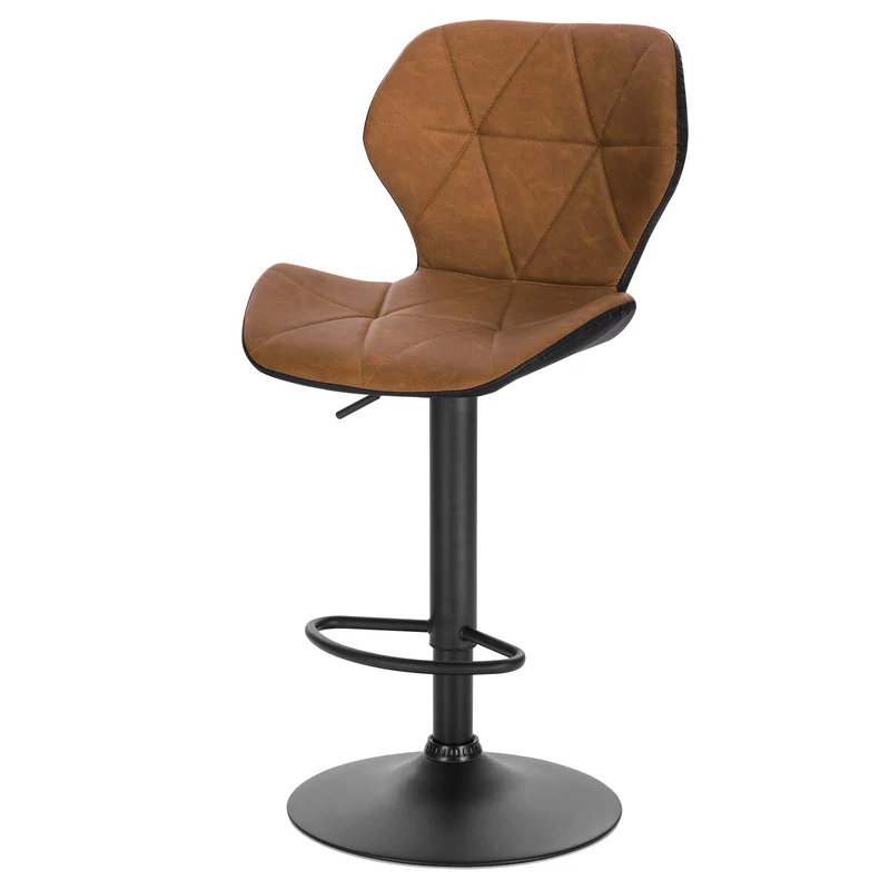 EUGAD Lot de 2 Tabouret de Bar réglable en Hauteur en Similicuir,Tabouret comptoir Style rétro,Brun 0662BY-2