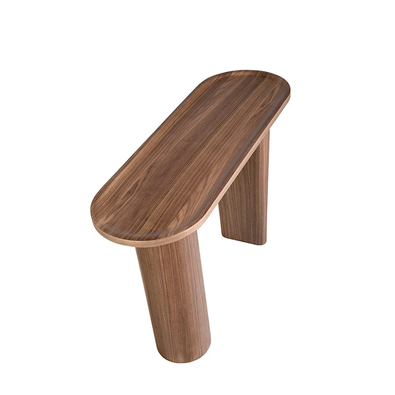 Ángel Cerdá- Console Ovale Demi-Pointe - Bois Plaqué Noyer Naturel - Design Moderne et Élégant - Meubles de Salon - Table D'appoint - Meubles de Couloir - Table D'entrée - Ø120 X 40 X 76 cm