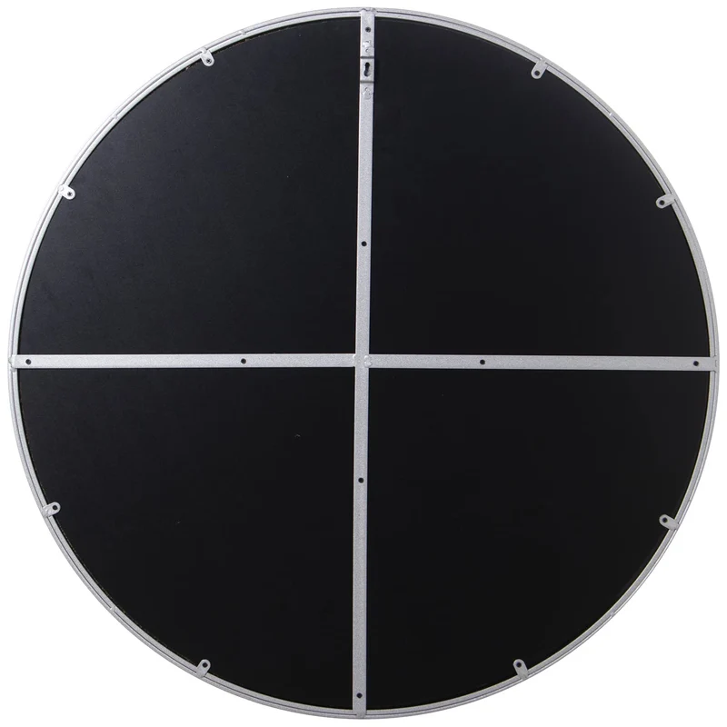 DRW Miroir Mural Rond en métal et arrière en Bois MDF argenté 100 x 1,5 cm, INT. 98,5 cm