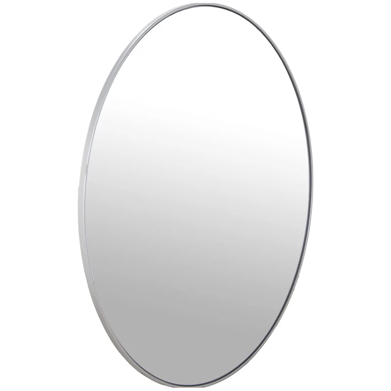DRW Miroir Mural Rond en métal et arrière en Bois MDF argenté 100 x 1,5 cm, INT. 98,5 cm
