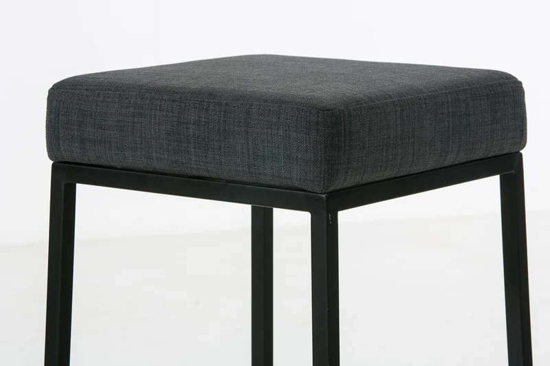 CLP Lot de 2 Tabourets De Bar Montréal avec Revêtement en Tissu I Chaise Haute avec Piétement en Métal Repose-Pied I Hauteur D'Assise 80 cm, Couleur:Gris foncé, Couleur du Cadre:Noir