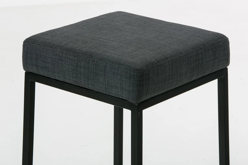 CLP Lot de 2 Tabourets De Bar Montréal avec Revêtement en Tissu I Chaise Haute avec Piétement en Métal Repose-Pied I Hauteur D'Assise 80 cm, Couleur:Gris foncé, Couleur du Cadre:Noir