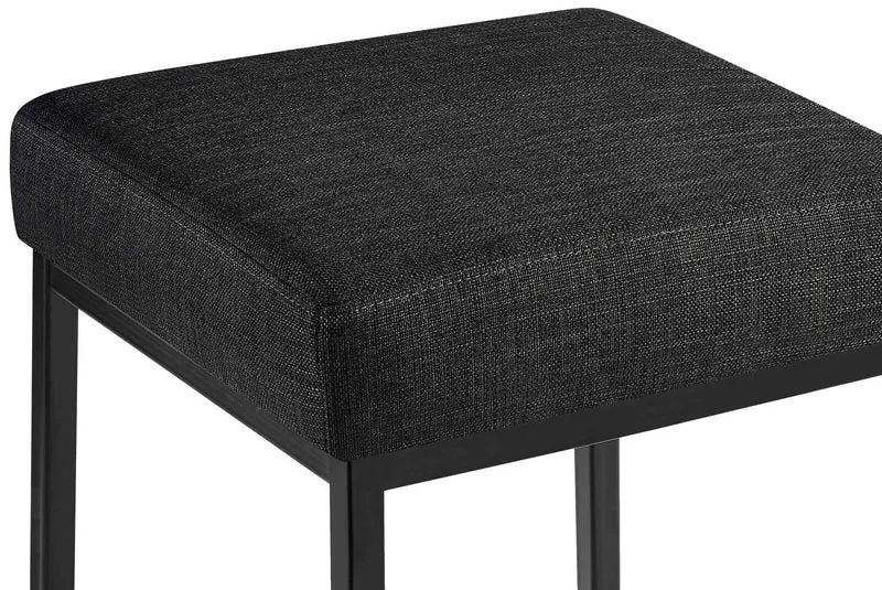 CLP Lot de 2 Tabourets De Bar Montréal avec Revêtement en Tissu I Chaise Haute avec Piétement en Métal Repose-Pied I Hauteur D'Assise 80 cm, Couleur:Gris foncé, Couleur du Cadre:Noir