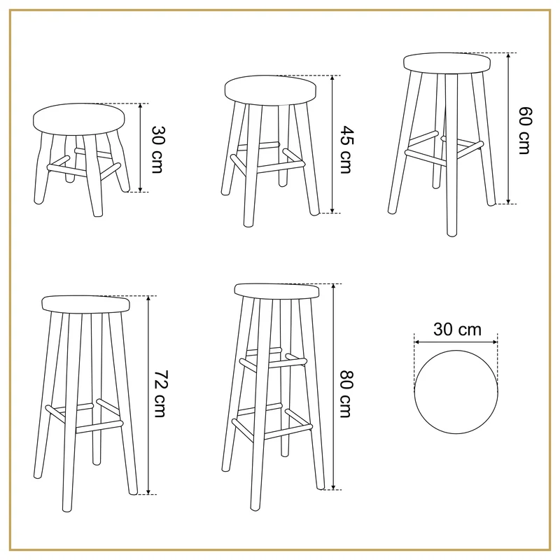 Magnetic Mobel Tabouret en Bois Solide Petit déjeuner pub Bar Cuisine Nouveau hêtre 60 cm (Gris)