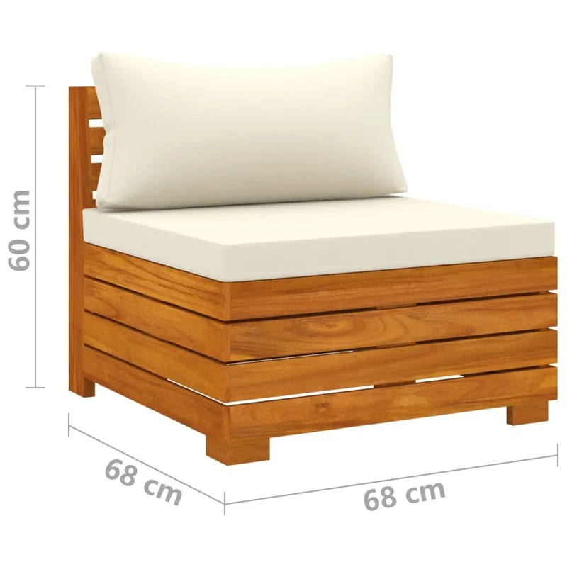 vidaXL Bois d'Acacia Massif Canapé de Jardin 4 Places avec Coussins Meuble de Terrasse Canapé d'Extérieur Sofa de Terrasse Canapé de Patio