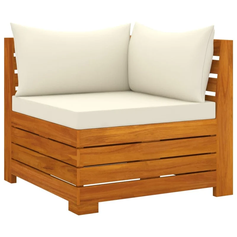 vidaXL Bois d'Acacia Massif Canapé de Jardin 4 Places avec Coussins Meuble de Terrasse Canapé d'Extérieur Sofa de Terrasse Canapé de Patio