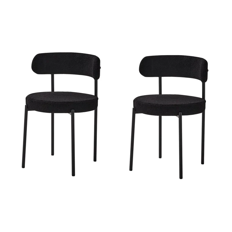 JZGORC Lot de 2 Chaises de Salle à Manger, Chaise Rembourrée en Velours Teddy, Convient pour Salle à Manger, Salon, Chambre, Salle de Conférence - Noir