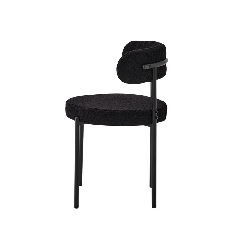 JZGORC Lot de 2 Chaises de Salle à Manger, Chaise Rembourrée en Velours Teddy, Convient pour Salle à Manger, Salon, Chambre, Salle de Conférence - Noir