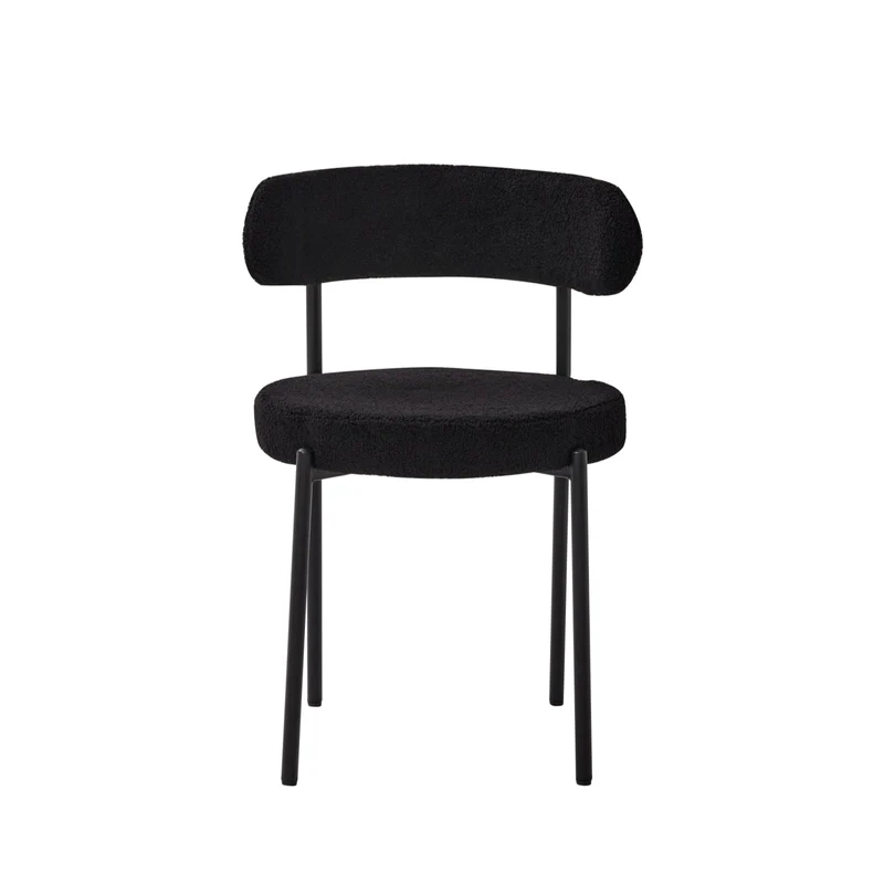 JZGORC Lot de 2 Chaises de Salle à Manger, Chaise Rembourrée en Velours Teddy, Convient pour Salle à Manger, Salon, Chambre, Salle de Conférence - Noir