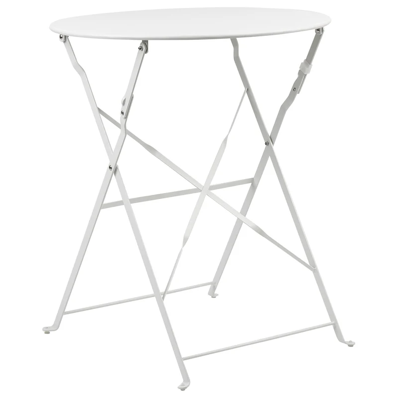 Salon de Jardin Bistrot Table et 2 Chaises en Acier Blanc Pliable avec Patins Fiori