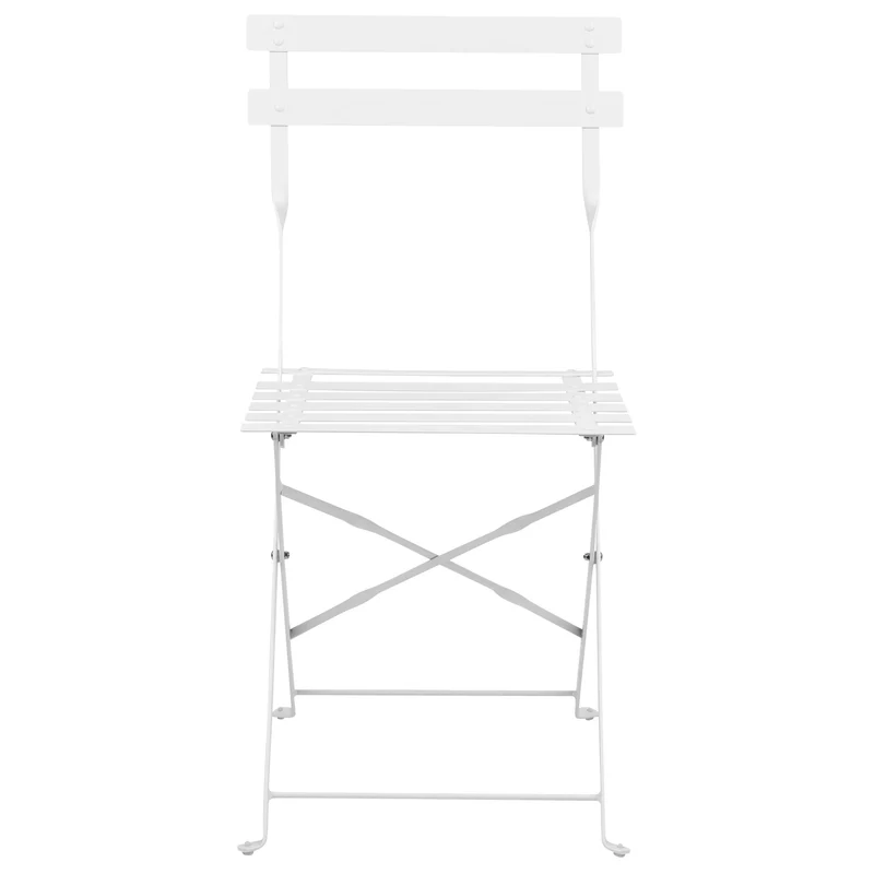 Salon de Jardin Bistrot Table et 2 Chaises en Acier Blanc Pliable avec Patins Fiori