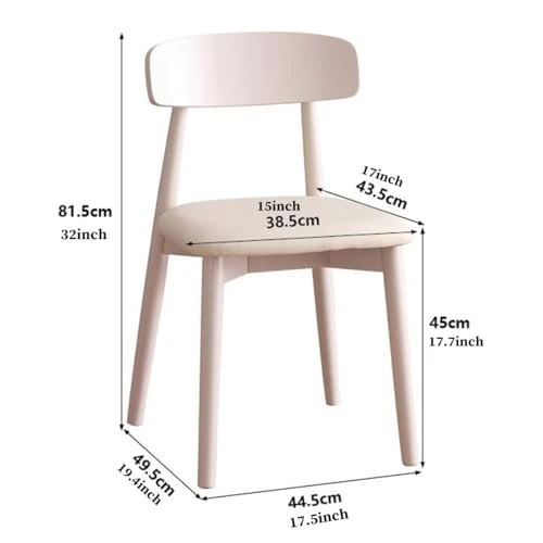 GIZNXBA Chaise Scandinave Blanche Chaises De Salle A Manger Scandinave sans Bras Chaise De Cuisine en Bois en Cuir avec Pieds en Bois pour La Salle À Manger(/White B)