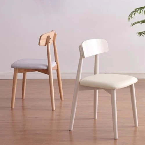 GIZNXBA Chaise Scandinave Blanche Chaises De Salle A Manger Scandinave sans Bras Chaise De Cuisine en Bois en Cuir avec Pieds en Bois pour La Salle À Manger(/White B)